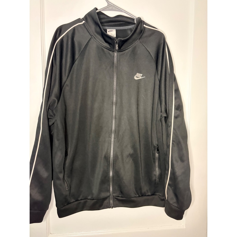 Nike Men's Track Jacket Black White Full Zip‎ Athletic XL collegiate active